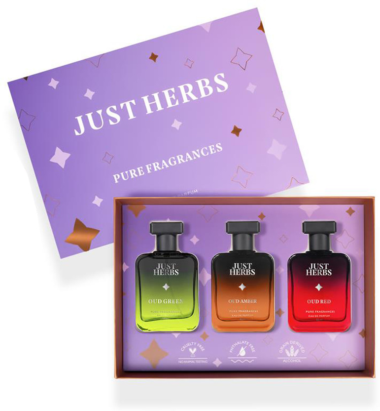 Just Herbs Pure Fragrances Intense Oud Trio Perfume Set of 3 - 50...more