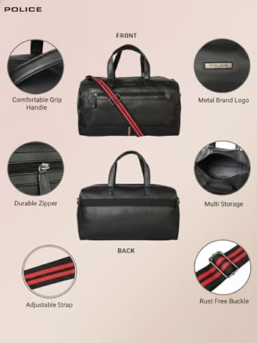Police Mens Black Stirling Duffle Bag - Image 4