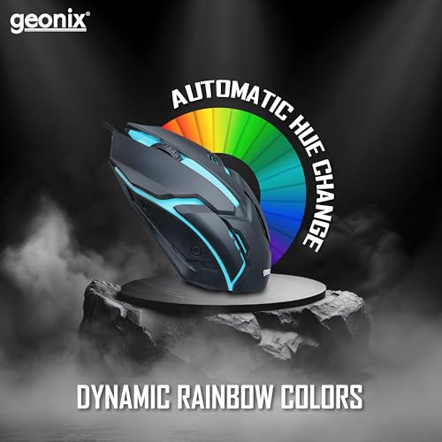 GEONIX Vigor R7 Wired Gaming Mouse with 1200 DPI, PVC Cable, 3 Buttons, Center Click, 1 Year Warranty (Black Red) - Image 3