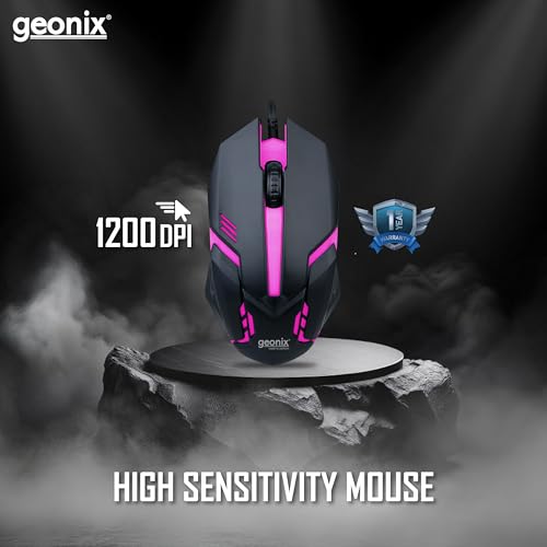 GEONIX Vigor R7 Wired Gaming Mouse with 1200 DPI, PVC Cable, 3 Buttons, Center Click, 1 Year Warranty (Black Red) - Image 5