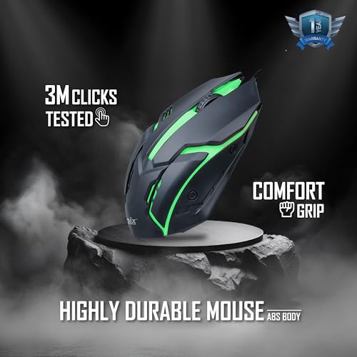 GEONIX Vigor R7 Wired Gaming Mouse with 1200 DPI, PVC Cable, 3 Buttons, Center Click, 1 Year Warranty (Black Red) - Image 6