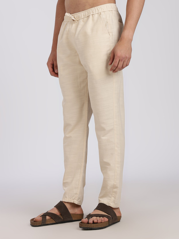 Lyphy Men Straight Fit Cream Pure Linen Trousers - Image 3