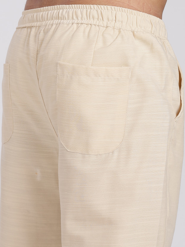 Lyphy Men Straight Fit Cream Pure Linen Trousers - Image 4