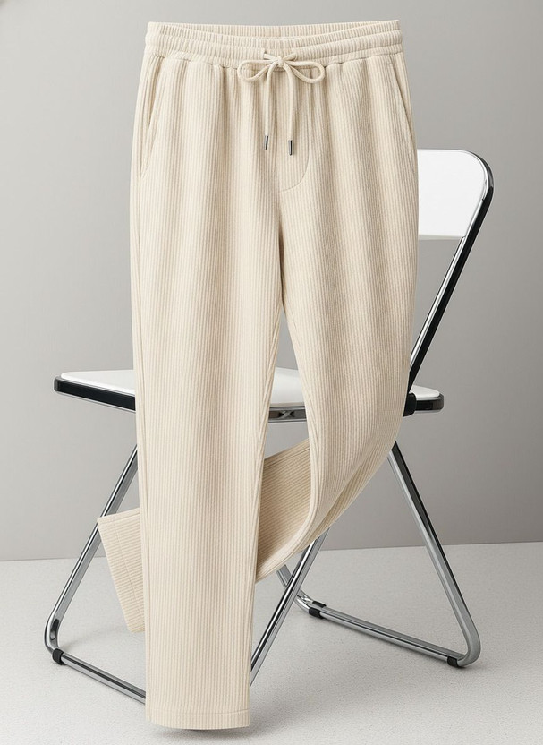 Lyphy Men Straight Fit Cream Pure Linen Trousers - Image 8