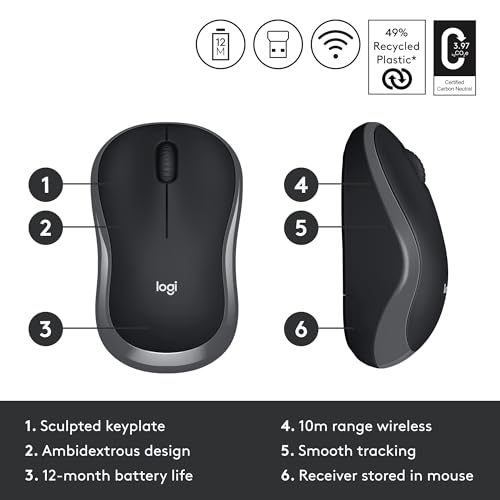 Logitech M186 Wireless Mouse, 2.4GHz
