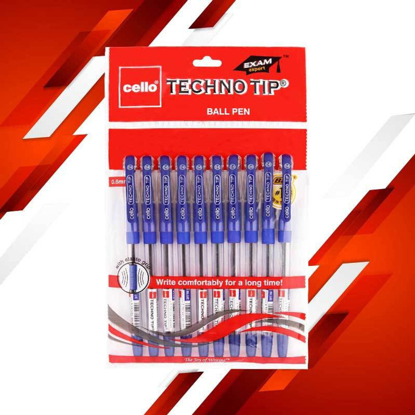 Cello Technotip Ball Pen (Pack of 10, Ink Color - Blue, Clear) - Image 3