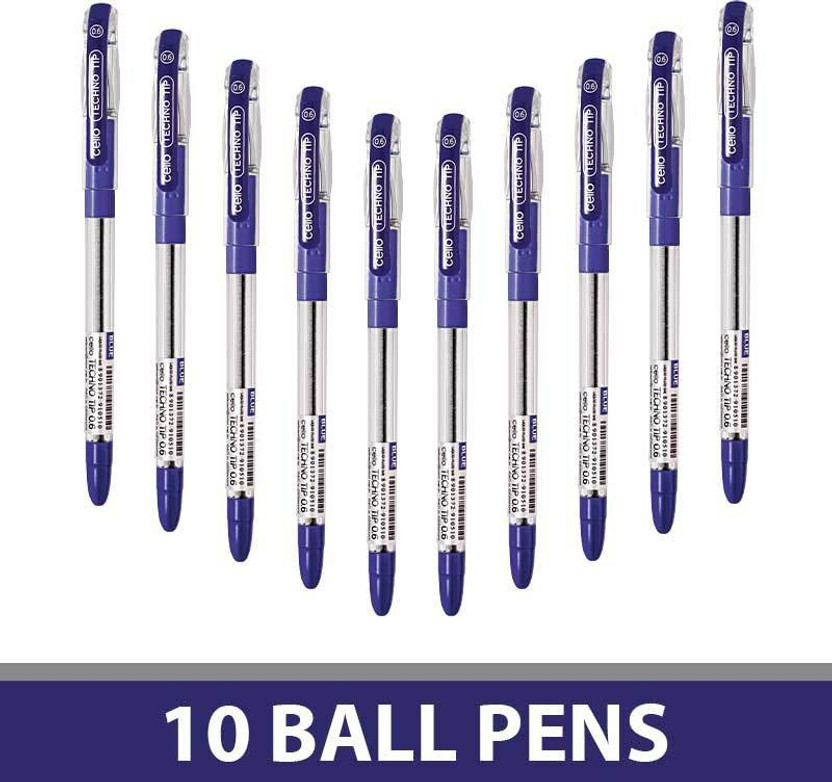 Cello Technotip Ball Pen (Pack of 10, Ink Color - Blue, Clear) - Image 4