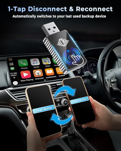 CEROAN 2-in-1 Wireless CarPlay Adapter
