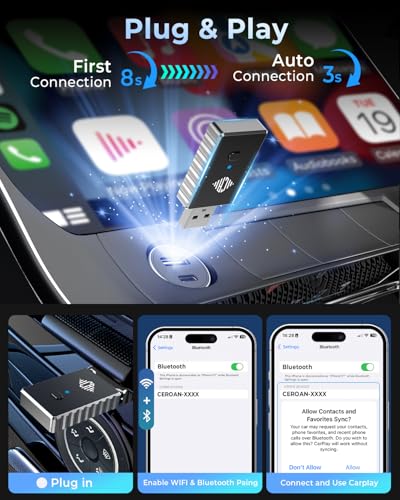CEROAN 2-in-1 Wireless CarPlay Adapter