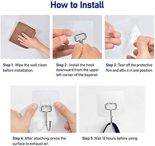 JIALTO 5Pcs Large Adhesive Hooks