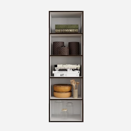 HomeTown Mezzola 5-Tier Engineered Wood Bookshelf | Wenge & White – Book Stand, Book Holder, Home Storage & Organizer for Bedroom, Living Room, Study Room - Image 6