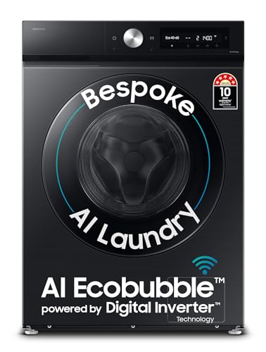Samsung 12 kg, 5 Star, AI Control, Super Speed, Wi-Fi, Hygiene Steam with Inbuilt Heater, Digital Inverter, Fully-Automatic Front Load Washing Machine (WW12DB7B24GBTL, Black)