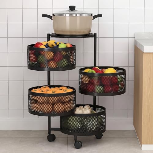 HomeWiz 4-Layer Round Kitchen Trolley