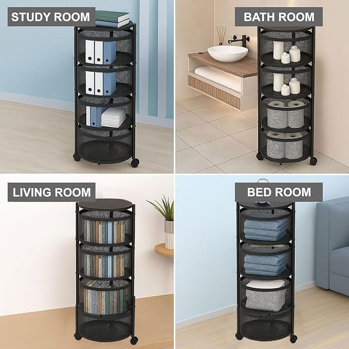 HomeWiz 4-Layer Round Kitchen Trolley
