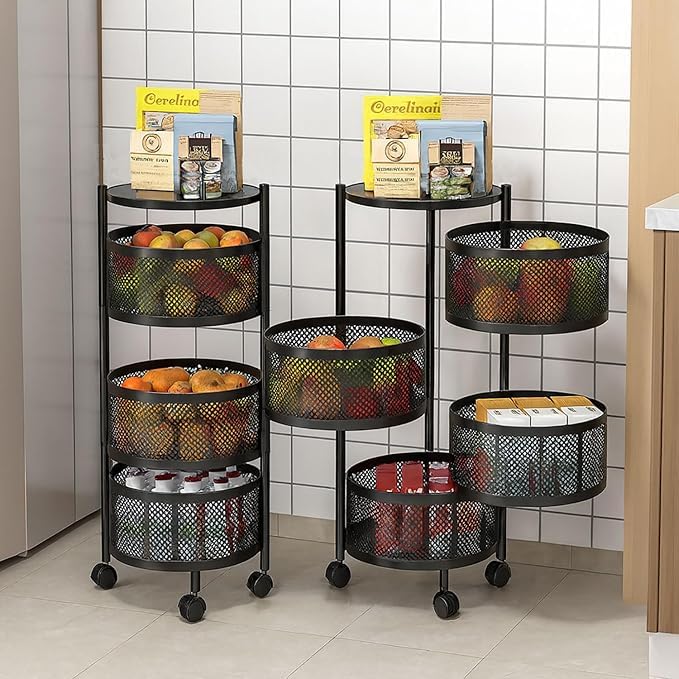 HomeWiz 4-Layer Round Kitchen Trolley