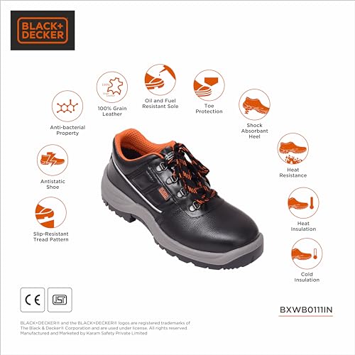 BLACK+DECKER Black Grain Leather Safety