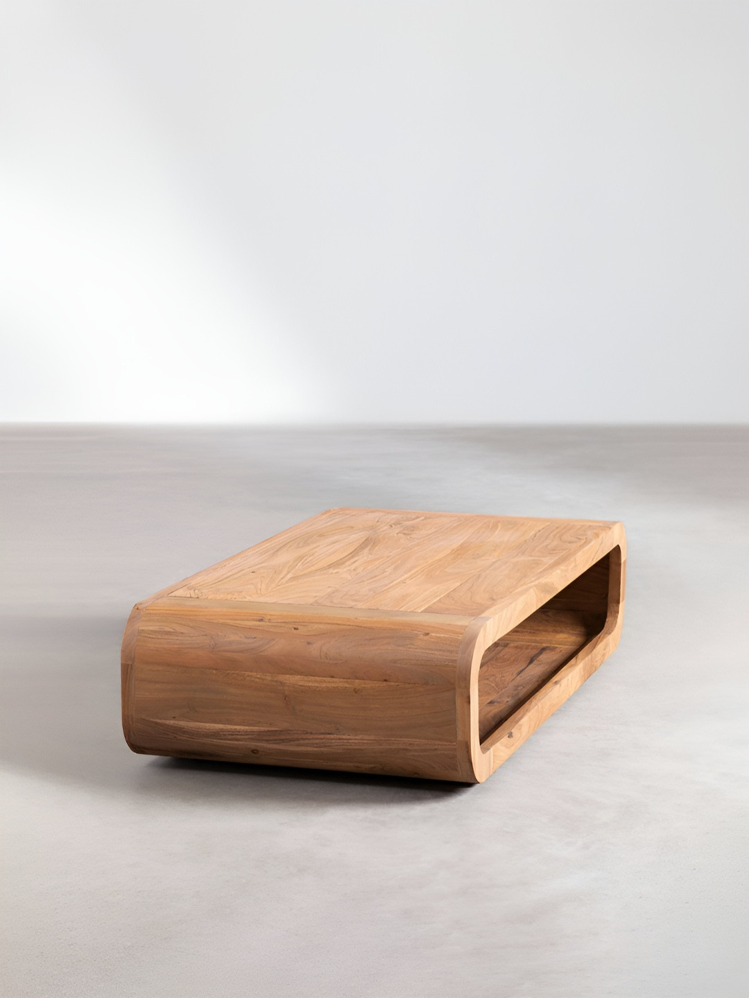 THEGASBH Brown Textured Wooden Rectangle Coffee Table - Image 2