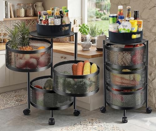 HomeWiz 3-Layer Round Kitchen Trolley