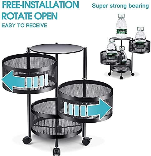 HomeWiz 3-Layer Round Kitchen Trolley
