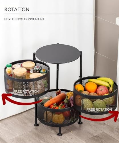 HomeWiz 3-Layer Round Kitchen Trolley