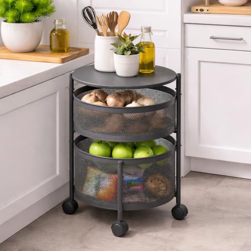 HomeWiz 2-Layer Round Kitchen Trolley