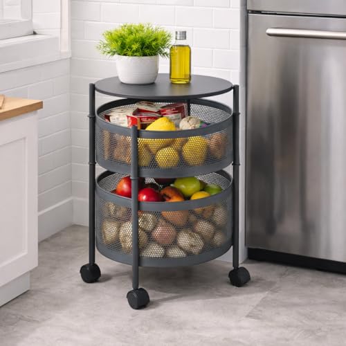 HomeWiz 2-Layer Round Kitchen Trolley