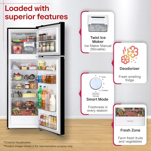 LG 276 L, 2 Star, Smart Inverter, Smart & Dairy Mode, Frost-Free Double Door Convertible Refrigerator (GLT2826XWOB, Onyx Black, Multi Air Flow, Fresh Zone & Deodorizer, 2026 Model) - Image 6