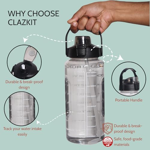 Clazkit 2L Motivational Water Bottle