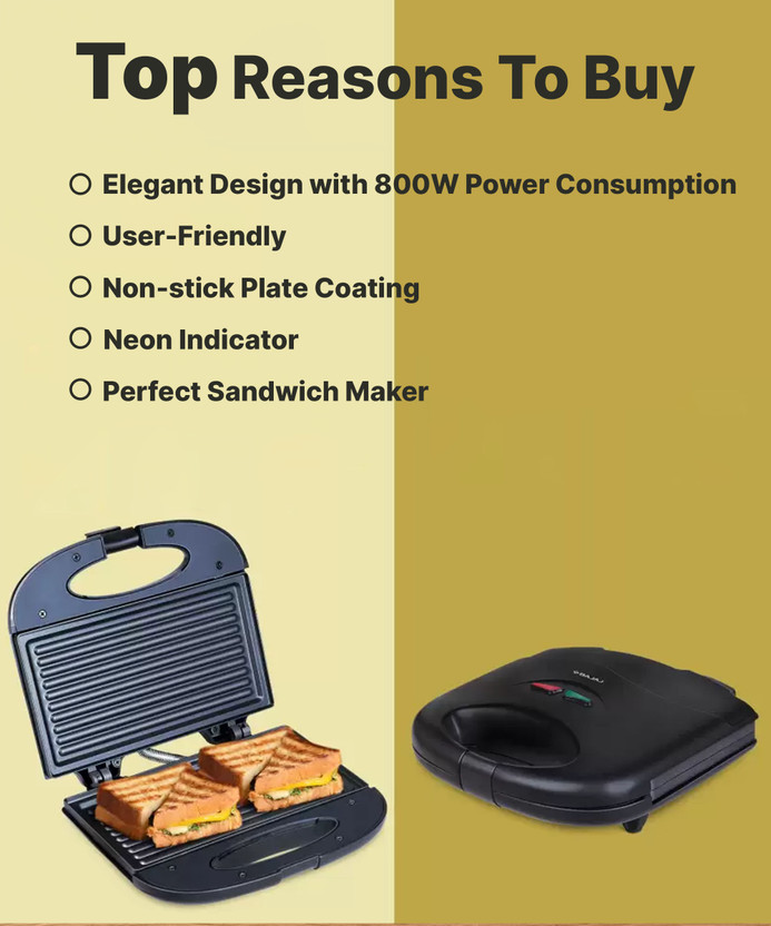 BAJAJ New SWX 400 (270110) Grill Sandwich Maker (Black) - Image 3