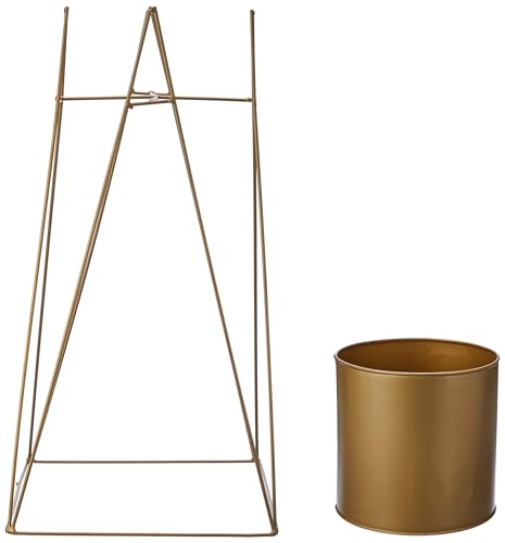 Amazon Brand - Solimo Metal Planters Pot Holder (Square Base) with Metal Plant Stand (Gold, Set of 3) | Tall Indoor Plant Stand with Planter Pot, Suited for Indoor/Outdoor - Image 3