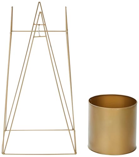 Amazon Brand - Solimo Metal Planters Pot Holder (Square Base) with Metal Plant Stand (Gold, Set of 3) | Tall Indoor Plant Stand with Planter Pot, Suited for Indoor/Outdoor - Image 7