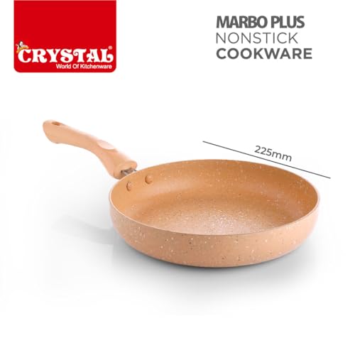 Crystal Marbo Plus Induction Bottom Nonstick Taper Fry Pan | 225 mm | Sandalwood - Image 3