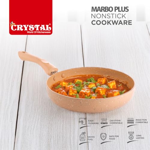 Crystal Marbo Plus Induction Bottom Nonstick Taper Fry Pan | 225 mm | Sandalwood - Image 4