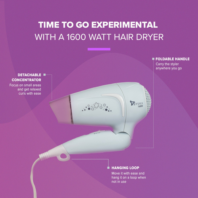 Syska HD1625 Hair Dryer (1600 W, Grey) - Image 4