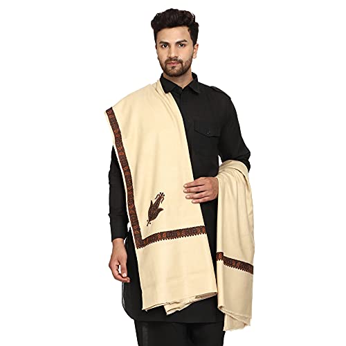 SWI WITH LABEL Men's Kashmiri Embroidered Wool Shawl