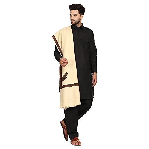 SWI WITH LABEL Men's Kashmiri Embroidered Wool Shawl - Image 3