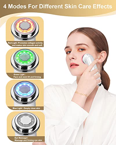 Face Massager Electric Face Lifting 4 in 1 Facial Massager Anti Aging Skin Tightening Firming Skin Care Tools (White) - Image 3