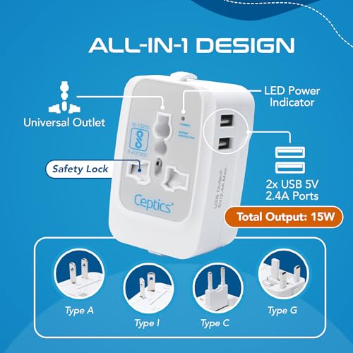 Ceptics Universal Japan Travel Adapter