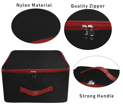 Storite Nylon Wardrobe Bag Underbed Moisture Proof Cloth Storage Organizer, Storage box for Clothes Saree Bags with Zippered Closure & Handle(Black & Red, 38.1x25.4x35.5cm),Square - Image 4