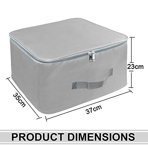 Storite 2 Pack Nylon Wardrobe Bag Underbed Moisture Proof Cloth Storage Organizer, Storage box for Clothes Saree Bags with Zippered Closure & Handle (Grey,37x35x23 cm, Square) - Image 3