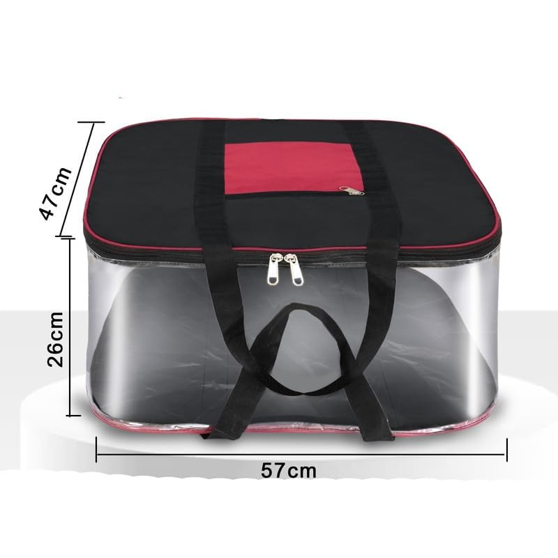 Storite 2 Pack Nylon Underbed Storage Bags | Moisture-Proof Clothes Organizer with Zippered Closure & Carry Handles | Foldable Blanket, Quilt & Saree Storage Box (57x47x26 cm, Transparent) - Image 3