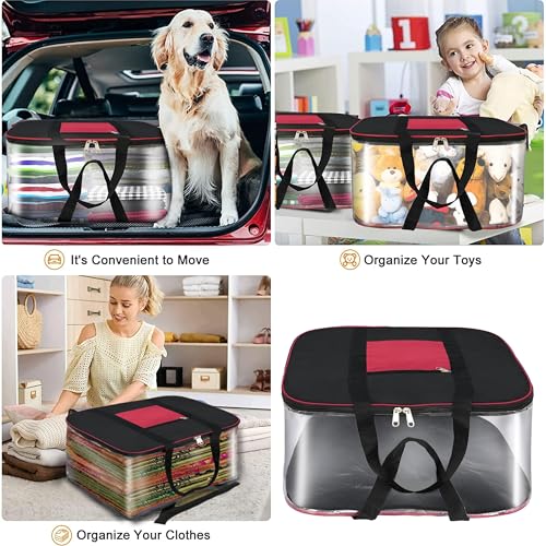 Storite 2 Pack Nylon Underbed Storage Bags | Moisture-Proof Clothes Organizer with Zippered Closure & Carry Handles | Foldable Blanket, Quilt & Saree Storage Box (57x47x26 cm, Transparent) - Image 5