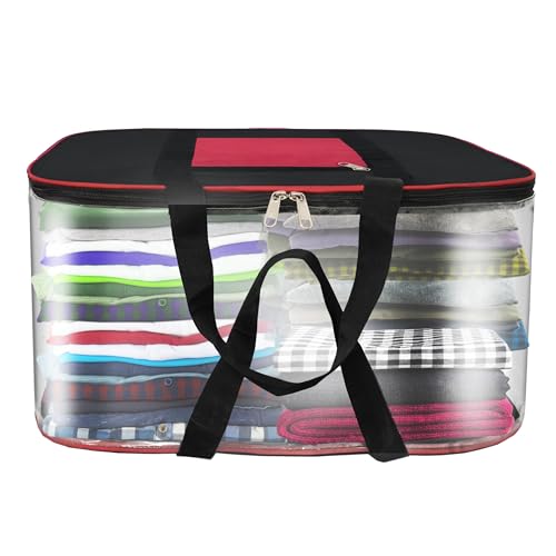 Storite 2 Pack Nylon Underbed Storage Bags | Moisture-Proof Clothes Organizer with Zippered Closure & Carry Handles | Foldable Blanket, Quilt & Saree Storage Box (57x47x26 cm, Transparent) - Image 6