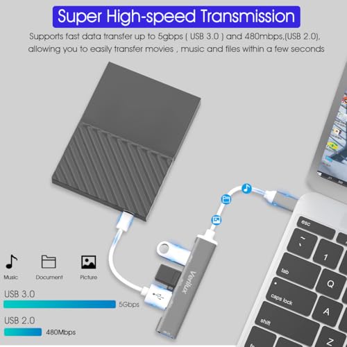 Verilux® USB C Hub Multiport Adapter with 4 High Speed 3.0 USB for Laptop USB Type C Hub for MacBook Pro Air C-Type Smartphones Extender with Multi Port for Laptop Type-C Devices - Image 7
