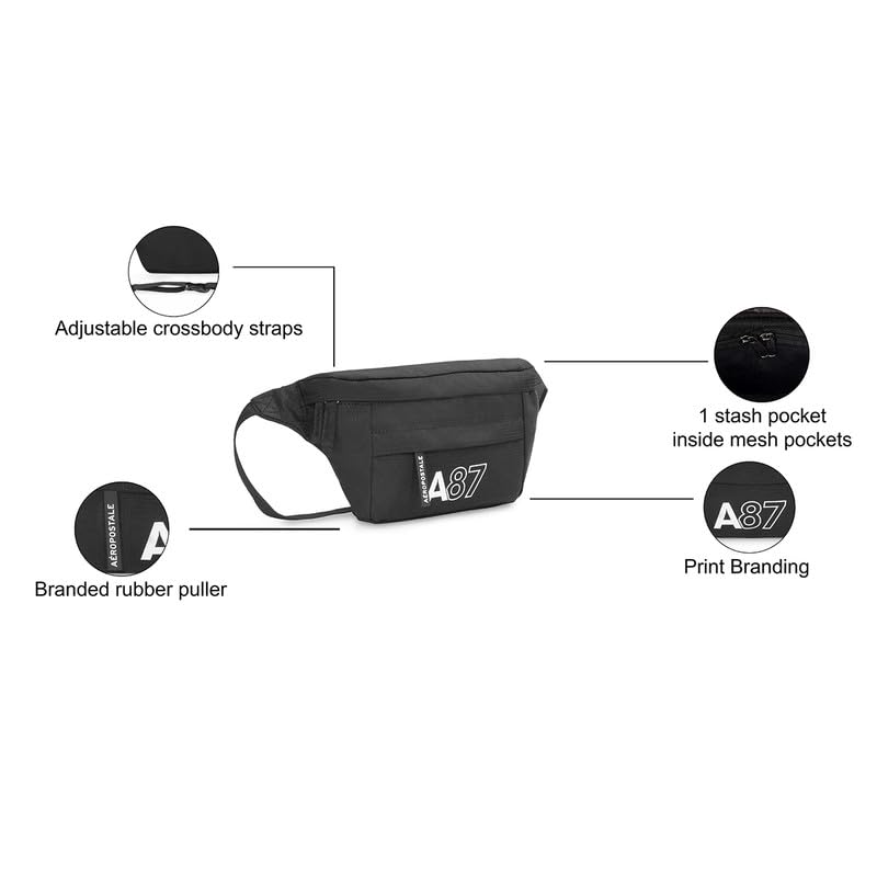 Aeropostale Oliver Unisex Waist Pouch Bags & Cases - Black - Image 6