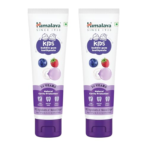 Himalaya Kids Bubble Gum Toothpaste, 80g x Pack of 2 | 2 to 12 Years | Natural solution for germ and cavity protection | 99% Natural Origin Ingredients