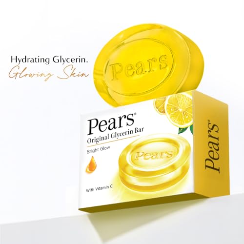 Pears Original Glycerin Soap Bar - Bright Glow | With 98% Pure Glycerin & Vitamin C | With Plant Based Cleanser for Skin & Body | Paraben-free | 125gms x 4 - Image 3