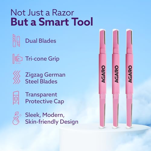 AGARO Imperial Face & Eyebrow Razor for Women (Pack of 3) | Dual Blade Head with German Blades | Easy Facial Hair Shaping & Shaving | Reusable up to 5 Times | Rust-Free Durable Blades - Image 7