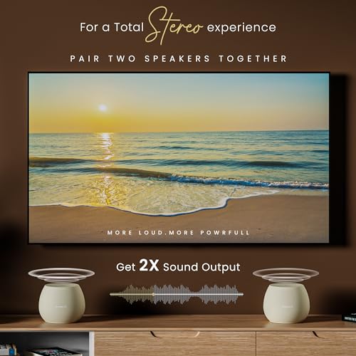 HAMMER Drop 5W Bluetooth Wireless Speaker with Twin Pairing, 1200 mAh Battery, 100H Standby Time, TWS Function, TF Card, USB Slot, Auto-Pairing, in-Built Mic, Type-C Charging, 52mm Driver (Beige) - Image 5