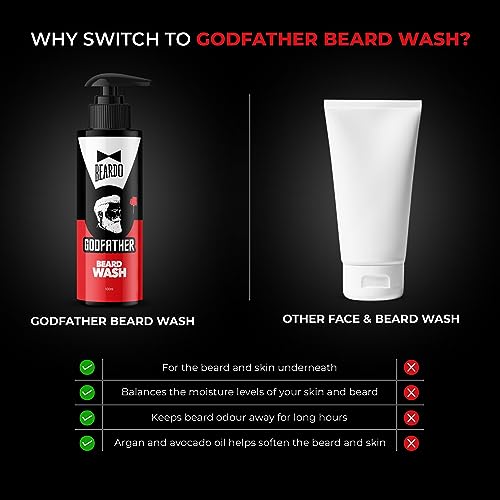 BEARDO Godfather Combo Beard Oil and Beard Wash For Men | Nourishment Cleanses | Purifying & Hydrating Skin Cleaner With Avocado, Argan Oil | Shiny Patchy & Fast Beard Growth | Rakhi Gift for Brother | Gift for Brother - Image 5